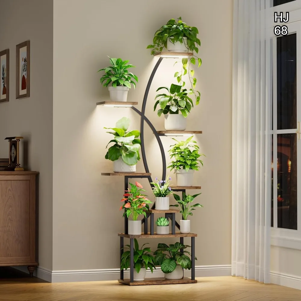 8 Tier Tall Plant Stand with Grow Lights, 65" Corner Shelf for Indoor Plants, Sturdy Metal Flower Rack for Living Room, Home, Patio
8 Tier Tall Plant Stand with Grow Lights, 65" Corner Shelf for Indoor Plants, Sturdy Metal Flower Rack for Living Room, Home, Patio