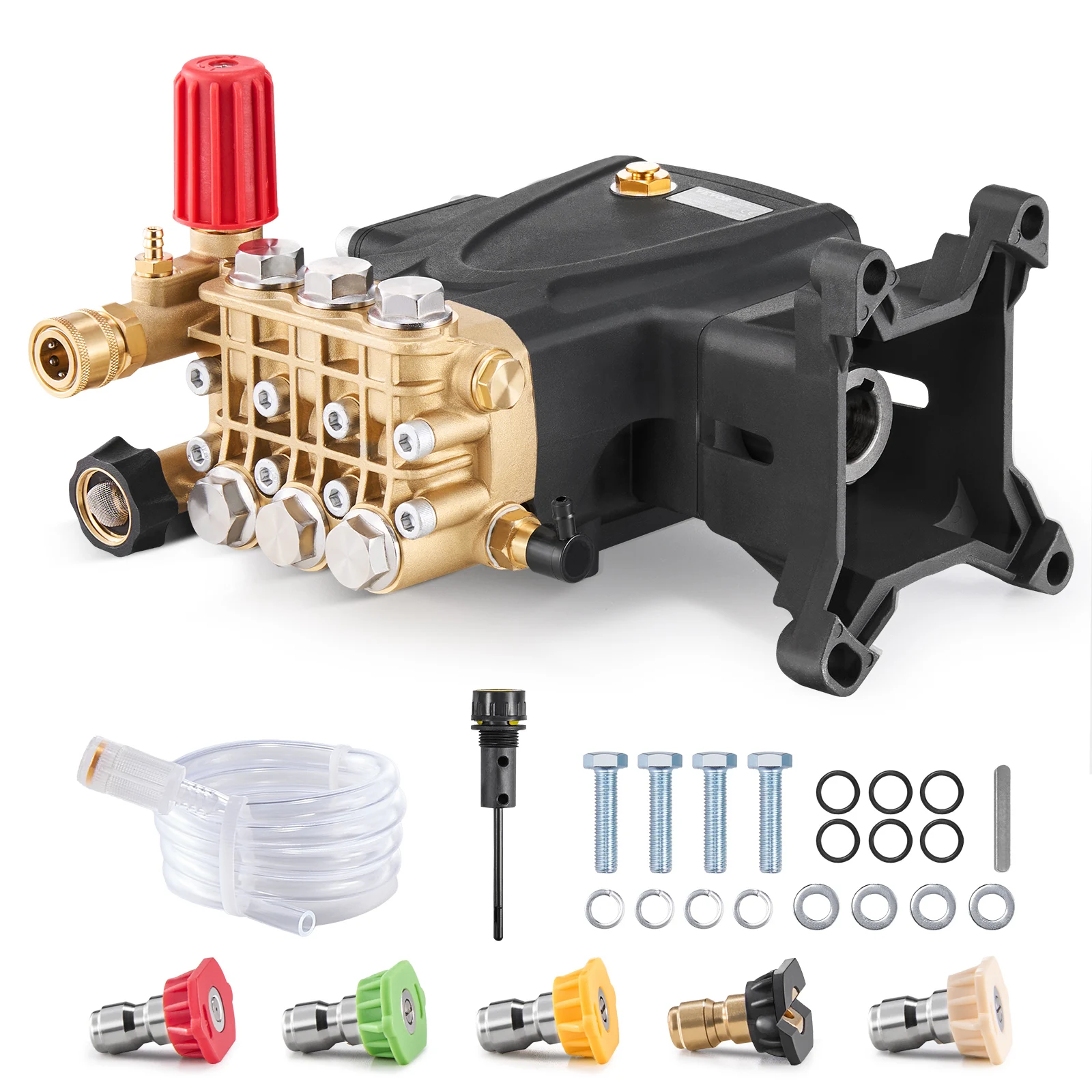 VEVOR Pressure Washer Pump 1" Shaft Horizontal Triplex Plunger 4000PSI 4.0GPM Replacement Power Washer Pumps Kit with 5 Nozzles
VEVOR Pressure Washer Pump 1" Shaft Horizontal Triplex Plunger 4000PSI 4.0GPM Replacement Power Washer Pumps Kit with 5 Nozzles