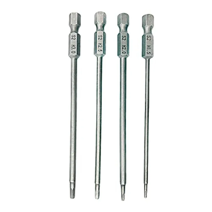 1.5, 2.0, 2.5 and 3.0mm Hex Head Allen Wrench Drill Bit S2 Steel 1/4" Hex Shank 4.3" Long for Screwdrivers Bit Electric Screwgu
1.5, 2.0, 2.5 and 3.0mm Hex Head Allen Wrench Drill Bit S2 Steel 1/4" Hex Shank 4.3" Long for Screwdrivers Bit Electric Screwgu