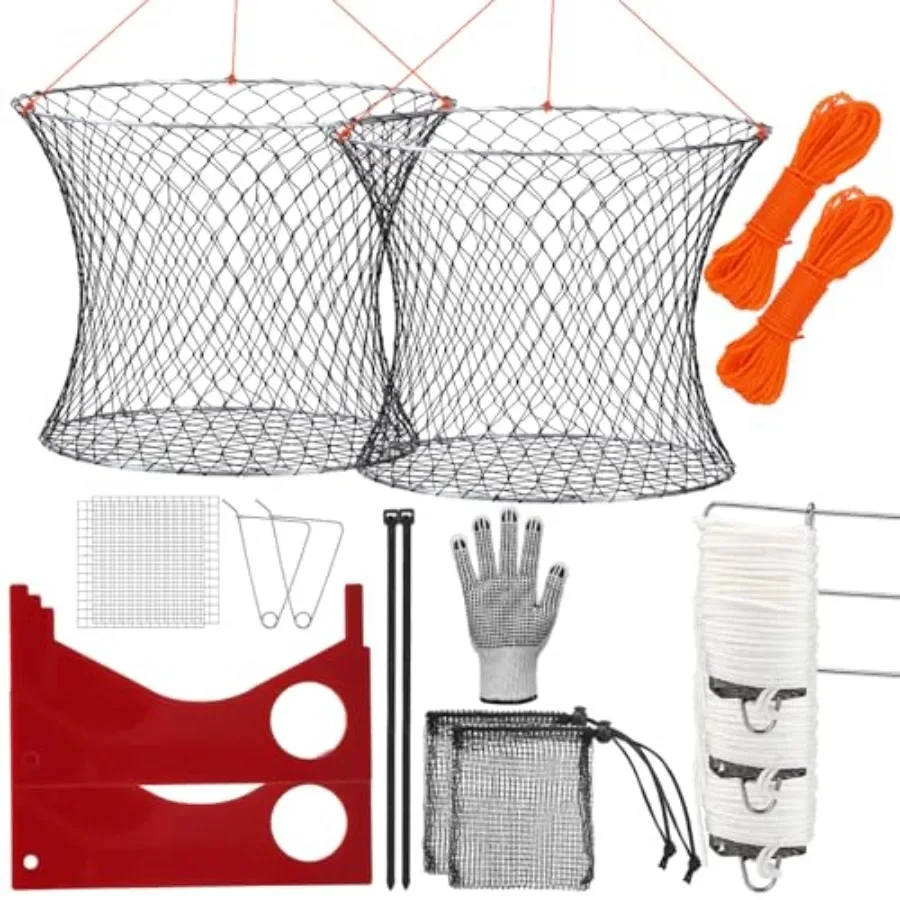 Crabbing dock pier kit: foldable 24-inch two-ring hoop net traps with rope, bait bag, clip, ruler, buoy, line, wire meshdurable
Crabbing dock pier kit: foldable 24-inch two-ring hoop net traps with rope, bait bag, clip, ruler, buoy, line, wire meshdurable