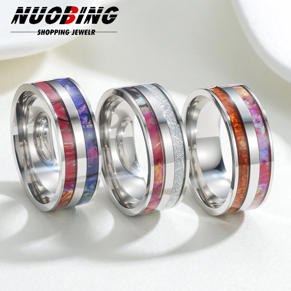 Fashion 8mm Stainless Steel Wedding Ring for Men Women Colorful Abalone Shell and Blue Opal Rock Inlaid Ring Men Party Jewelry
Fashion 8mm Stainless Steel Wedding Ring for Men Women Colorful Abalone Shell and Blue Opal Rock Inlaid Ring Men Party Jewelry
