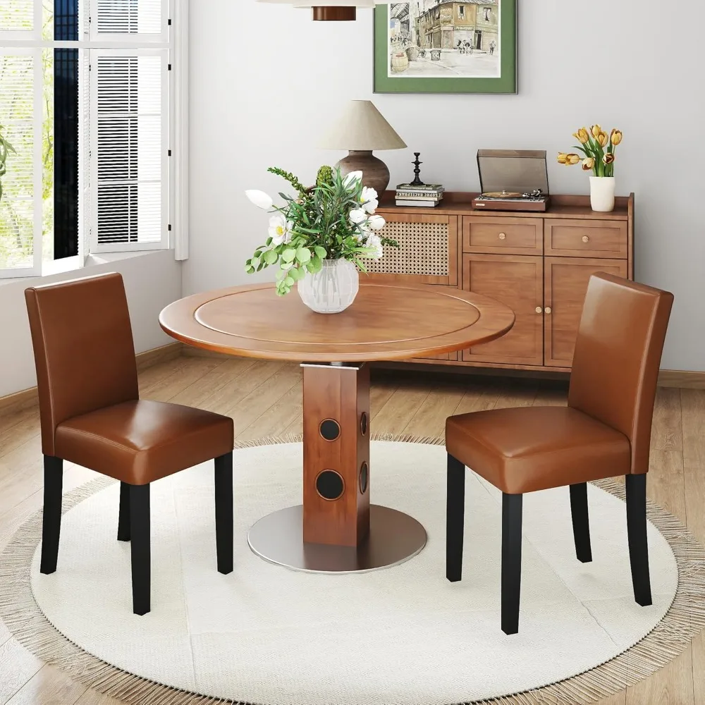 Dining Chairs, Brown Faux Leather, 34.6 inch Height with Black Wood Legs, 250 lbs Capacity (Set of 2 Brown)
Dining Chairs, Brown Faux Leather, 34.6 inch Height with Black Wood Legs, 250 lbs Capacity (Set of 2 Brown)