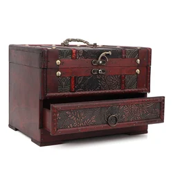 Vintage Wooden Jewelry Box Case Holder Necklace Earrings Storage Box Organizer with Mirror Vintage Wooden Jewelry Box Case Holder Necklace Earrings Storage Box Organizer with Mirror