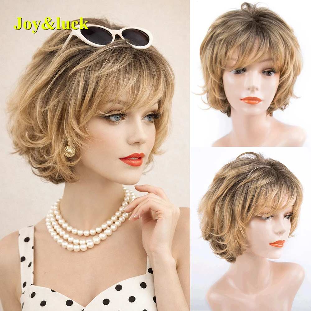 Short Layered Wavy Wig for Women Ombre Blonde with Air Bangs Natural Synthetic Hairpiece for Daily Party Wear
Short Layered Wavy Wig for Women Ombre Blonde with Air Bangs Natural Synthetic Hairpiece for Daily Party Wear