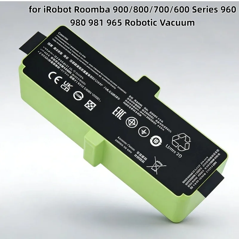 14.4V 12800mAh Li-Ion Battery Long Life Replacement for IRobot Roomba 900/800/700/600 Series 960 980 981 965 Robotic Vacuum
14.4V 12800mAh Li-Ion Battery Long Life Replacement for IRobot Roomba 900/800/700/600 Series 960 980 981 965 Robotic Vacuum