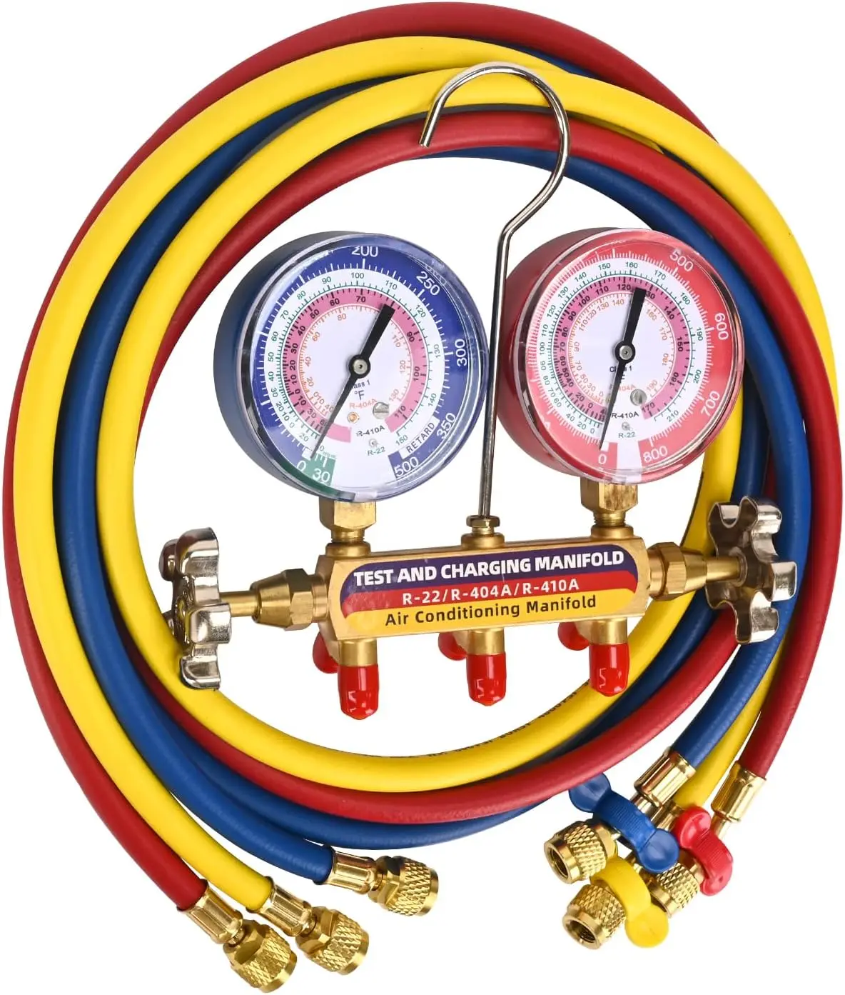 2026 Upgrade HVAC Manifold Set with 80mm Gauges, for R-22/404A/410A Refrigerants, 1/4" Flare Fitting, Color-Coded with 60" Hoses
2026 Upgrade HVAC Manifold Set with 80mm Gauges, for R-22/404A/410A Refrigerants, 1/4" Flare Fitting, Color-Coded with 60" Hoses