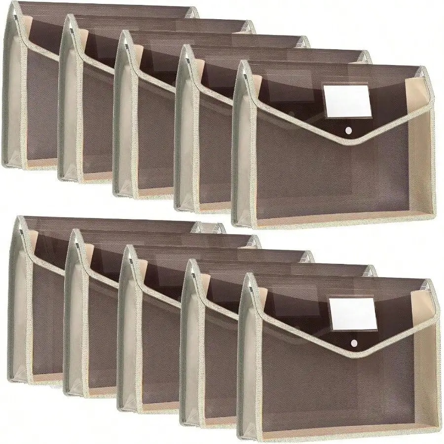 10 Pieces Plastic File Folders Envelope Expanding File Wallet Organizer Documents Folder With Snap Closure And Pocket, A4 Size Waterproof Transparent Pouch(Khaki, Horizontal)
10 Pieces Plastic File Folders Envelope Expanding File Wallet Organizer Documents Folder With Snap Closure And Pocket, A4 Size Waterproof Transparent Pouch(Khaki, Horizontal)