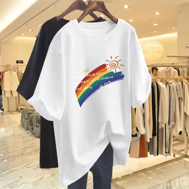Summer Fashion Casual Loose Tops Women Clothing Basic Pure Cotton Solid T-shirt Round Neck Printed Pullovers
Summer Fashion Casual Loose Tops Women Clothing Basic Pure Cotton Solid T-shirt Round Neck Printed Pullovers