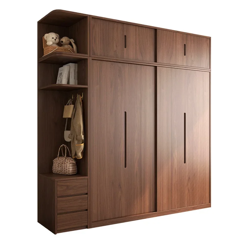 Solid wood sliding door wardrobe, modern minimalist combination wardrobe, log walnut sliding door bedroom
Solid wood sliding door wardrobe, modern minimalist combination wardrobe, log walnut sliding door bedroom