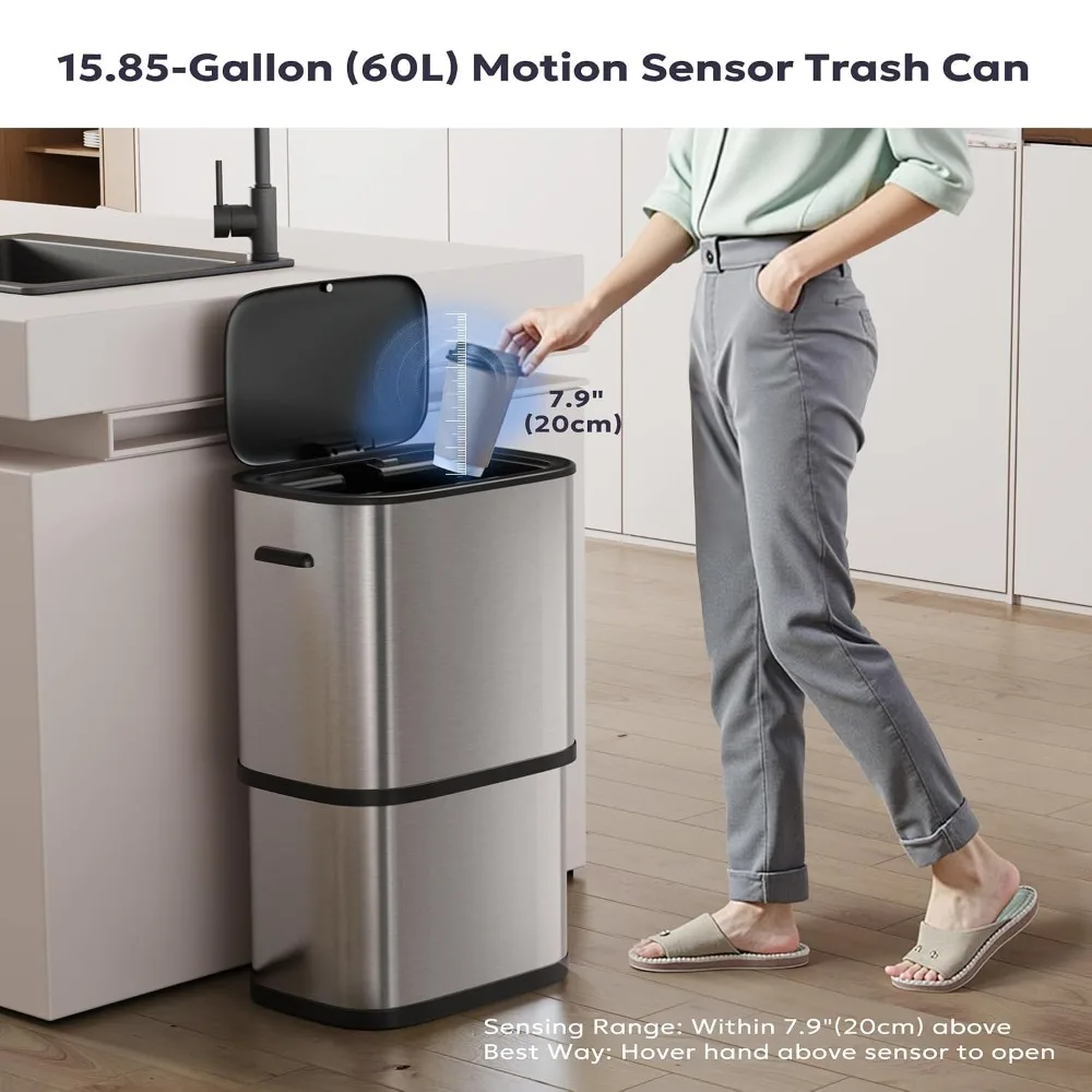 Stainless Steel Touchless Trash Can, Motion Sensor Lid For Kitchen,60L&16Gal, Custom
Stainless Steel Touchless Trash Can, Motion Sensor Lid For Kitchen,60L&16Gal, Custom