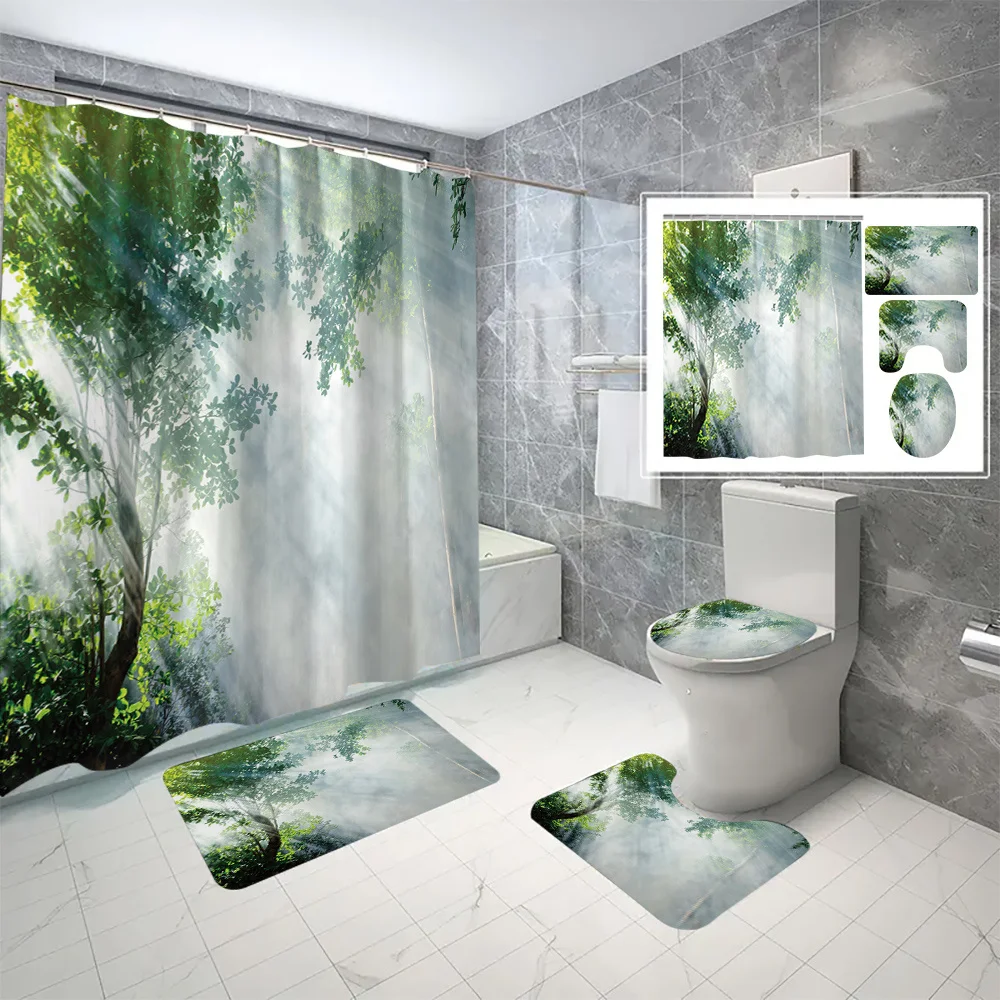 4pcs Set of Waterproof Shower Curtains with Digital Print, No Drilling Required, Suitable for Bathroom Partition.
4pcs Set of Waterproof Shower Curtains with Digital Print, No Drilling Required, Suitable for Bathroom Partition.