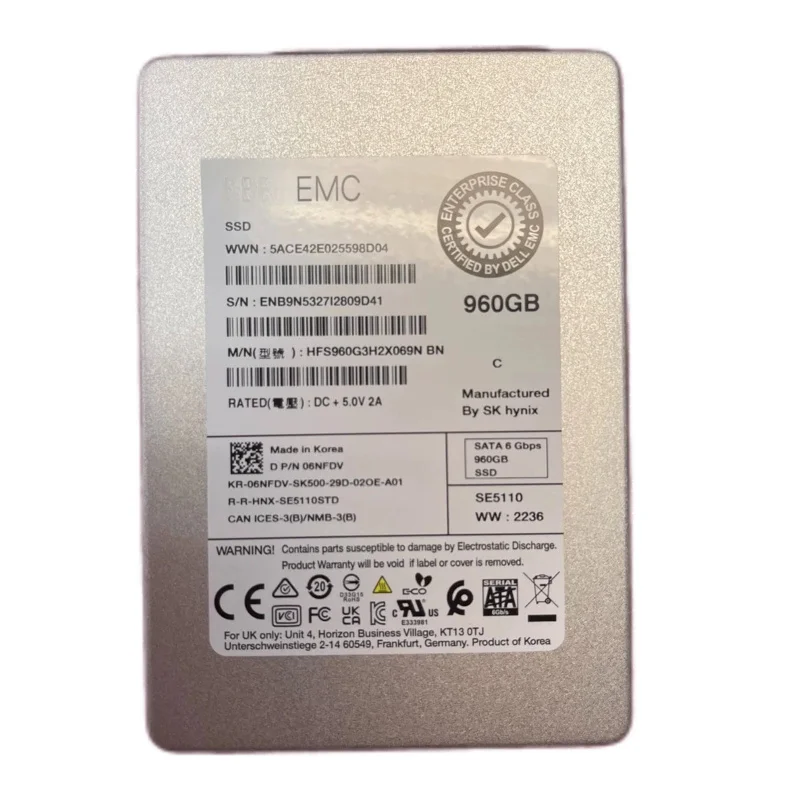 Z для 6NFDV 06NFDV DELL EMC 960GB SATA 2.5" 6Gbps HFS960G3H2X069N SSD Gen14 15 16 Tray
Z для 6NFDV 06NFDV DELL EMC 960GB SATA 2.5" 6Gbps HFS960G3H2X069N SSD Gen14 15 16 Tray