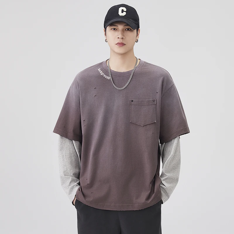 Autumn Gradient Old Hole Pure Cotton Tshirt Men Loose Casual Streetwear Hip Hop Oversize Long Sleeve T Shirts Cityboy T-shirt
Autumn Gradient Old Hole Pure Cotton Tshirt Men Loose Casual Streetwear Hip Hop Oversize Long Sleeve T Shirts Cityboy T-shirt