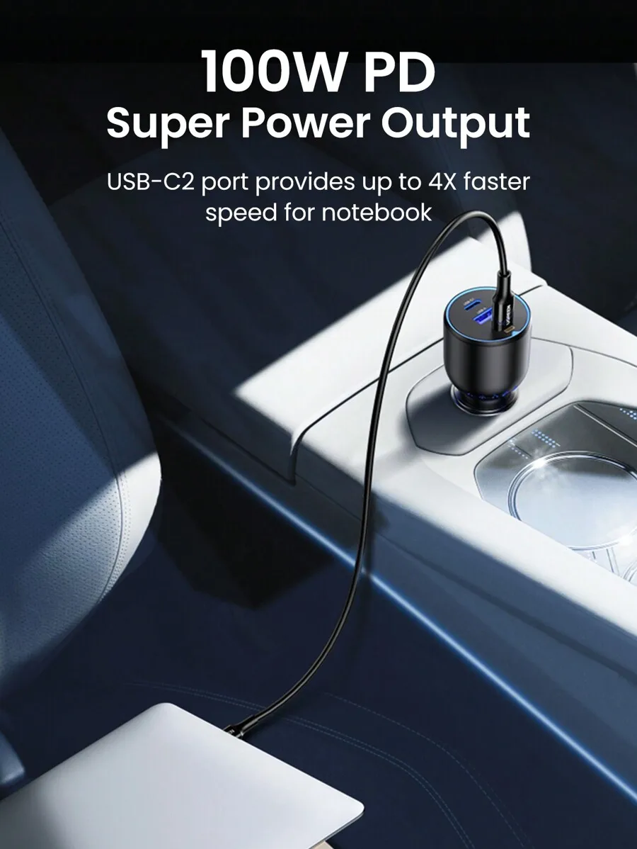 100W PD Super Fast Car Charger With USB-C Port For Notebook
100W PD Super Fast Car Charger With USB-C Port For Notebook