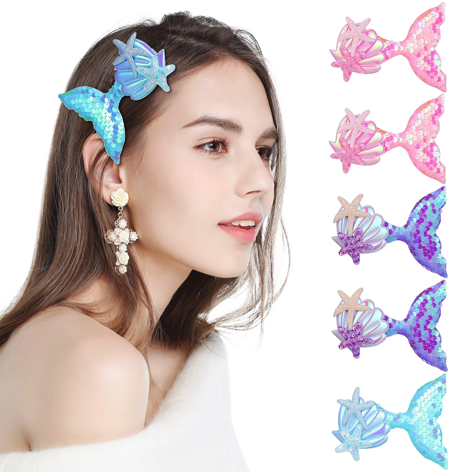 6 Pcs Mermaid Hair Clips Ocean Themed Sparkling Sequins Variety Colors Billed Clip Design Girls Women Party Wedding
6 Pcs Mermaid Hair Clips Ocean Themed Sparkling Sequins Variety Colors Billed Clip Design Girls Women Party Wedding