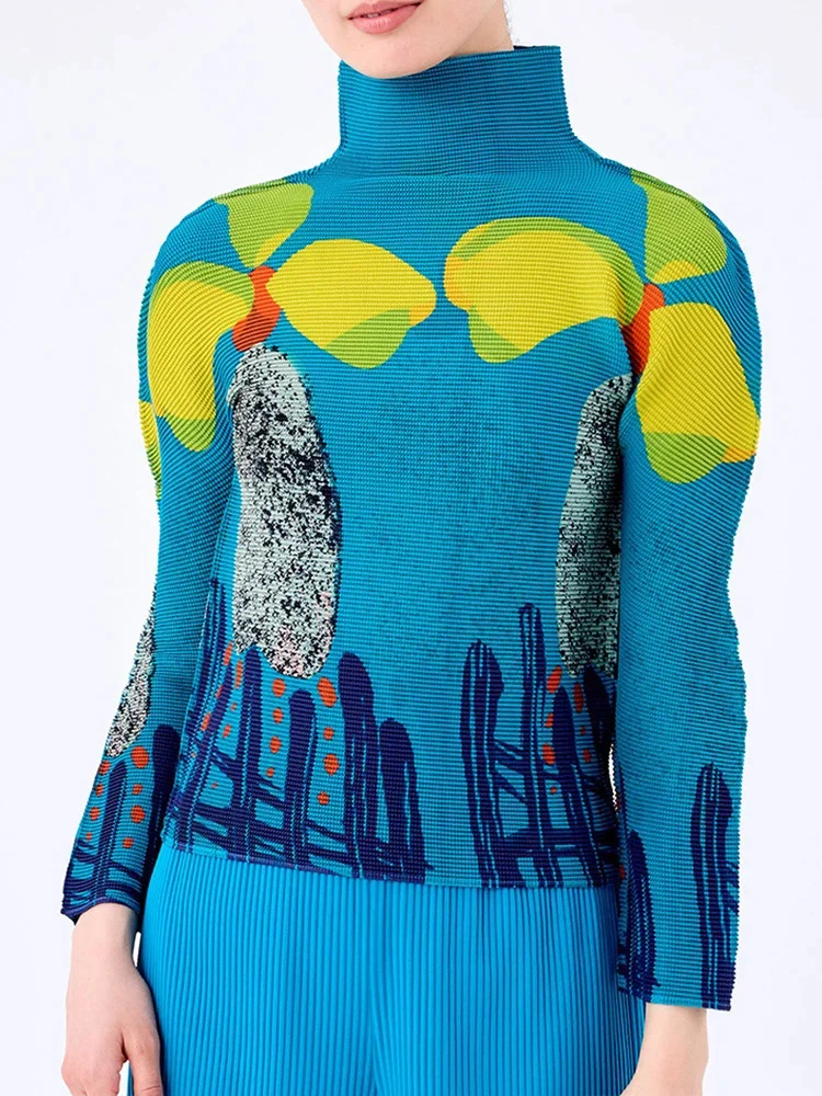 Pleated T-shirt For Women Turtleneck Long Sleeves Slim Printing Top Female Chic 2025 Spring Autumn New 2DB1297
Pleated T-shirt For Women Turtleneck Long Sleeves Slim Printing Top Female Chic 2025 Spring Autumn New 2DB1297
