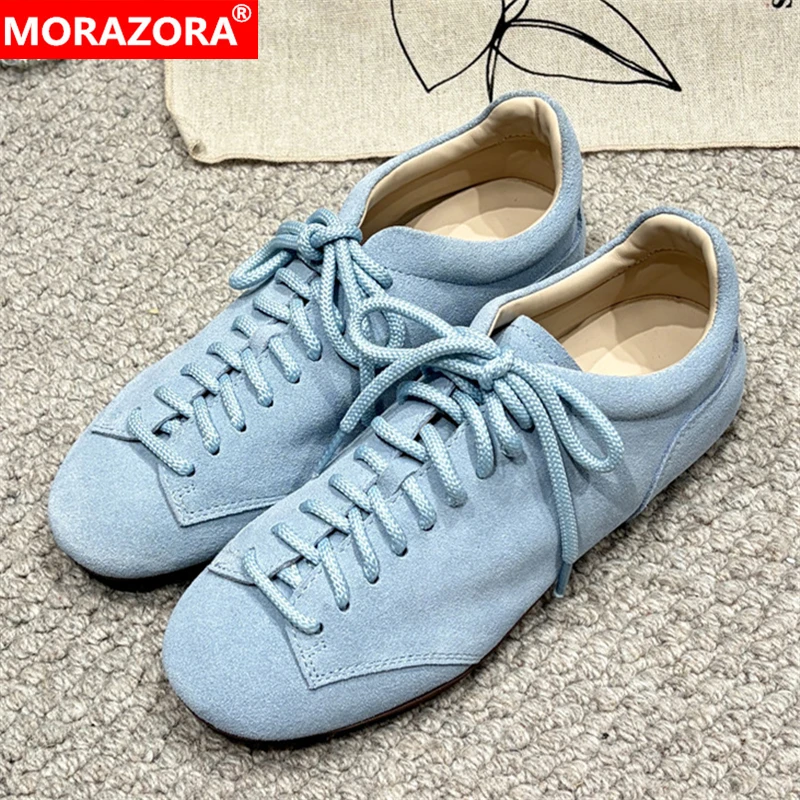 MORAZORA 4 Colors Cow Suede Leather Women Sneakers Solid Colors Lace Up Casual Sneakers Blue Yellow Fashion Flat Shoes
MORAZORA 4 Colors Cow Suede Leather Women Sneakers Solid Colors Lace Up Casual Sneakers Blue Yellow Fashion Flat Shoes