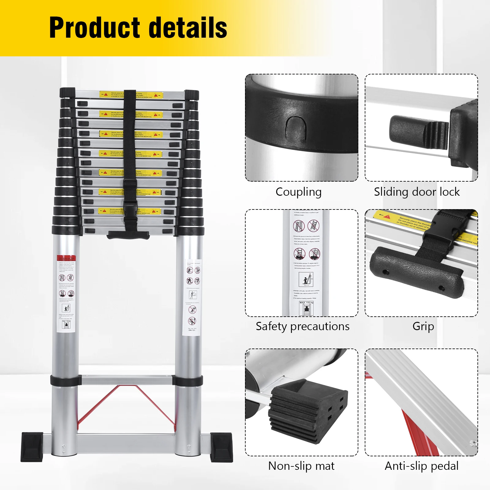 Телескопическая лестница 7,2 м, алюминиевая, многофункциональная, выдвижная, усиленная, максимальная нагрузка 150 кг, для дома, автофургона и работы на открытом воздухе
Телескопическая лестница 7,2 м, алюминиевая, многофункциональная, выдвижная, усиленная, максимальная нагрузка 150 кг, для дома, автофургона и работы на открытом воздухе