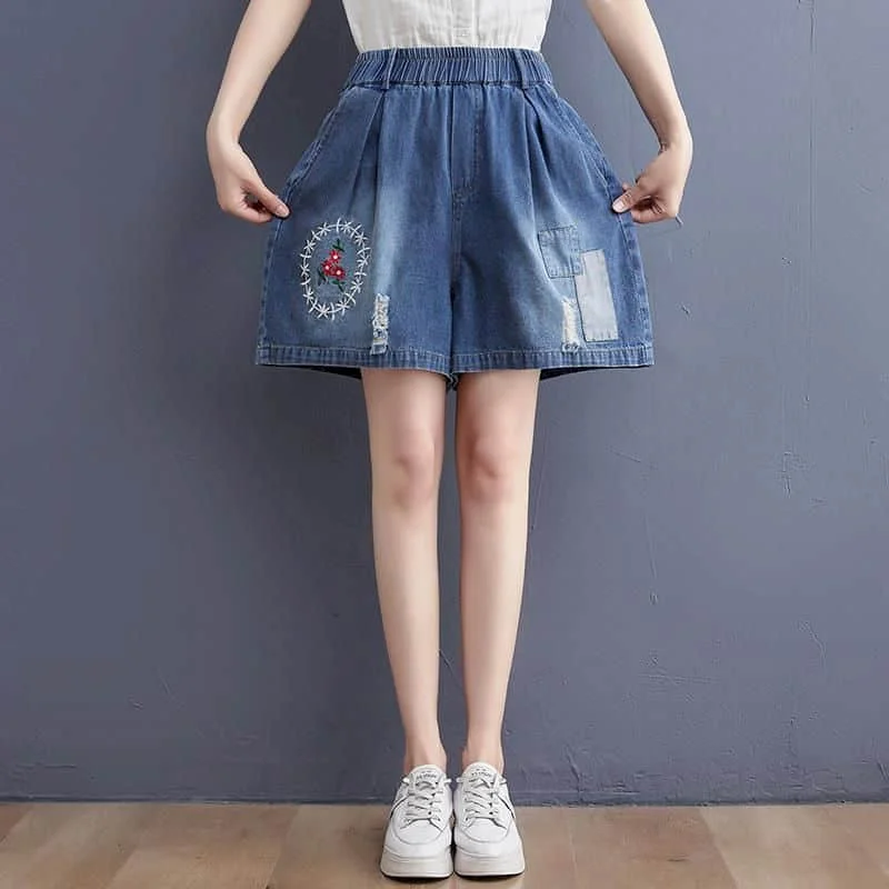 Denim Shorts for Women Embroidery 2026 Summer Wear Vintage Elastic Waist Wide Leg Pants Casual Loose A-line Jeans Women Clothing
Denim Shorts for Women Embroidery 2026 Summer Wear Vintage Elastic Waist Wide Leg Pants Casual Loose A-line Jeans Women Clothing