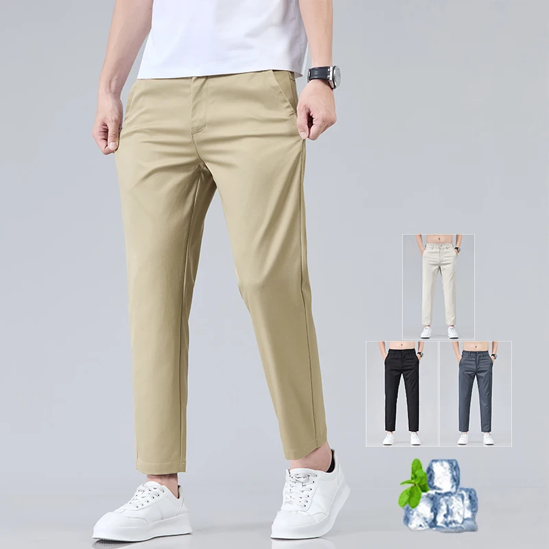 4 Color Ice Silk Men's Casual Pants Classic Fashion Straight Spring Summer Ankle Length Pants Breathable Quickly Dry Trousers
4 Color Ice Silk Men's Casual Pants Classic Fashion Straight Spring Summer Ankle Length Pants Breathable Quickly Dry Trousers