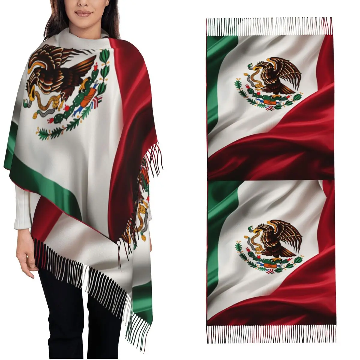 Women Scarf Warm Soft Mexico FLAG Large Scarves with Long Tassel Luxury Brand Shawl Wrap Winter Custom Bufanda Mujer
Women Scarf Warm Soft Mexico FLAG Large Scarves with Long Tassel Luxury Brand Shawl Wrap Winter Custom Bufanda Mujer
