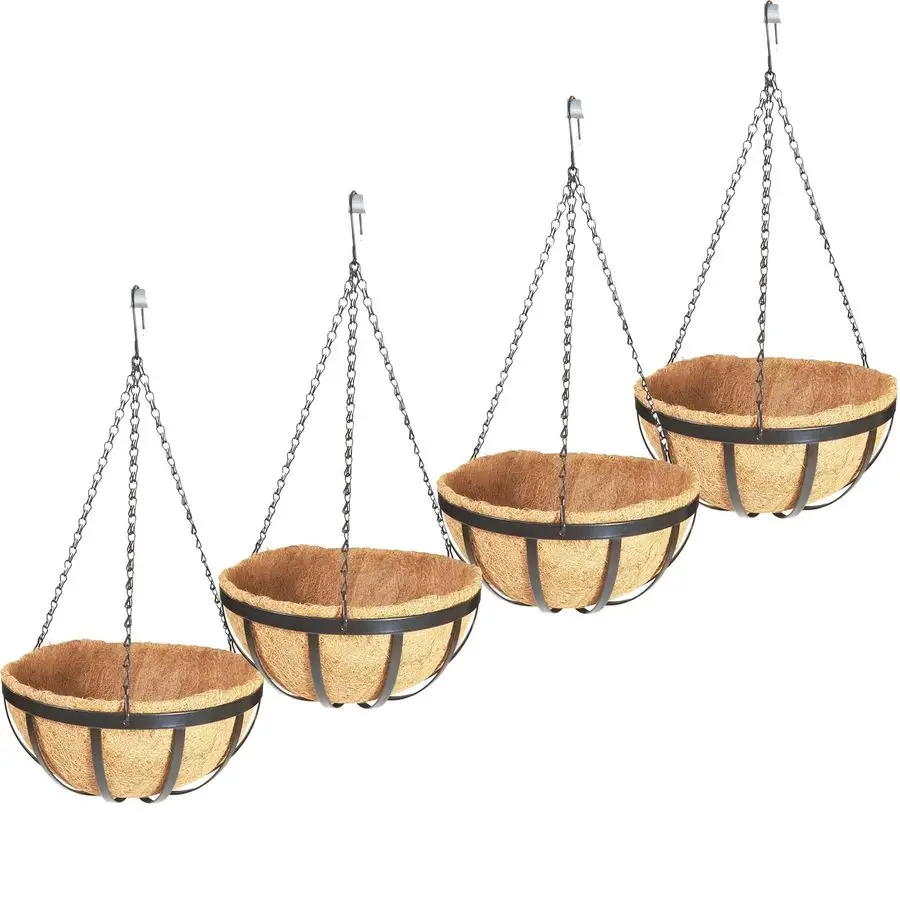 4 Pack 14 Inch Round Hanging Basket with Coco Liners Metal Hanging Baskets for Plants Outdoor Hanging Planter with Chain Garden
4 Pack 14 Inch Round Hanging Basket with Coco Liners Metal Hanging Baskets for Plants Outdoor Hanging Planter with Chain Garden