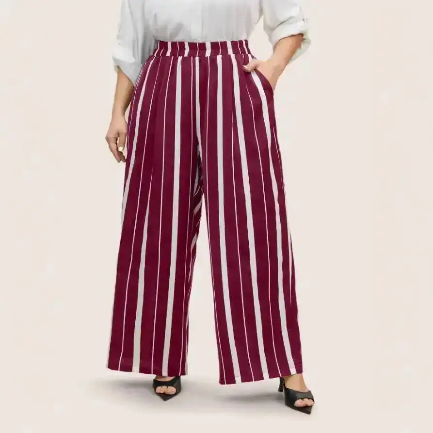 Fashion Striped New Women's Elastic Waistband Slanted Pocket Wide Leg Pants
Fashion Striped New Women's Elastic Waistband Slanted Pocket Wide Leg Pants