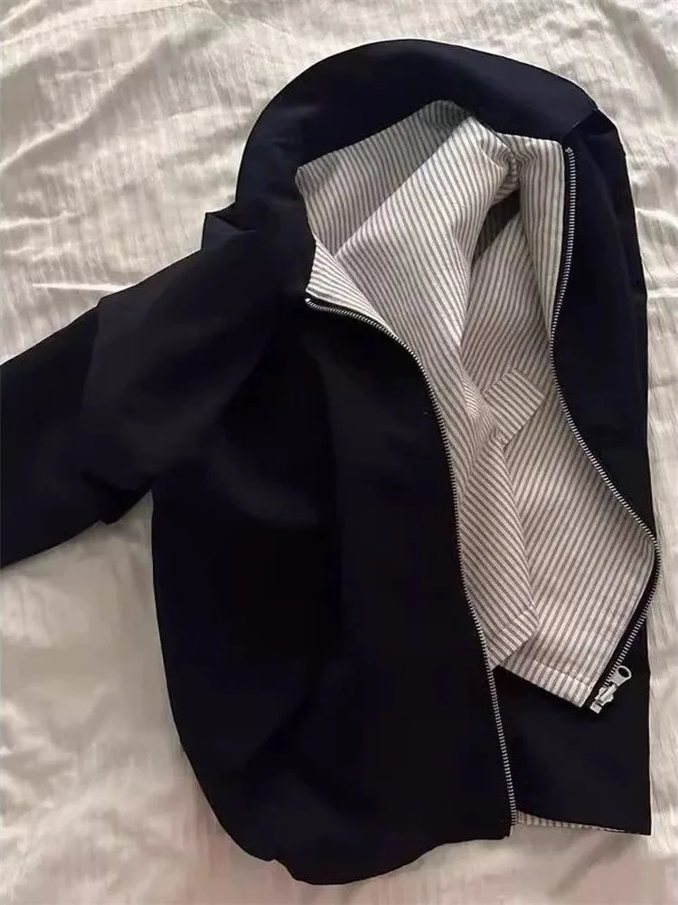 Двусторонняя куртка с воротником на молнии, в полоску, с лоскутным узором, CleanFit, верхняя одежда для мужчин и женщин, повседневное осенне-весеннее пальто
Двусторонняя куртка с воротником на молнии, в полоску, с лоскутным узором, CleanFit, верхняя одежда для мужчин и женщин, повседневное осенне-весеннее пальто