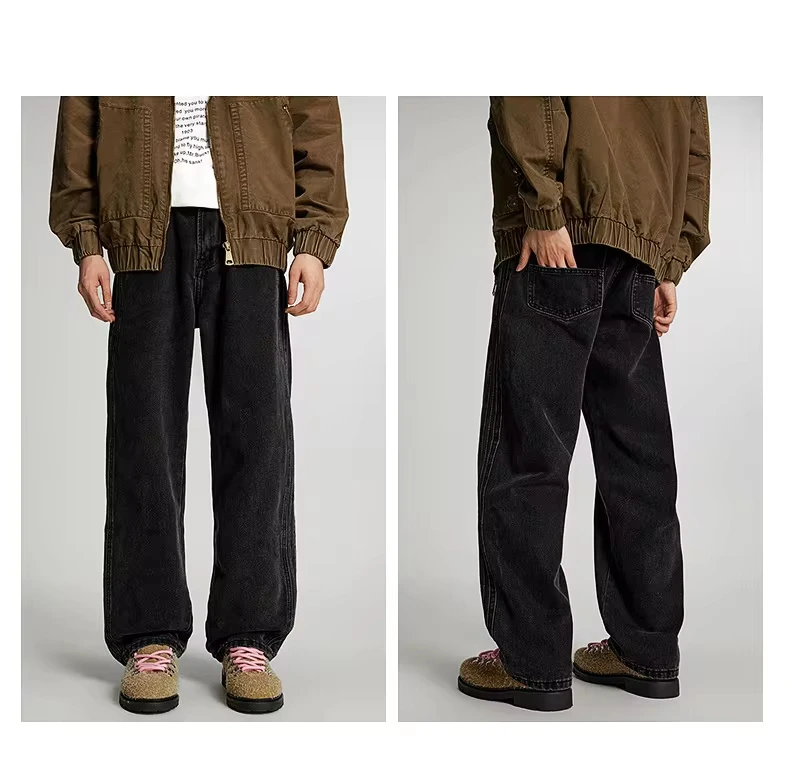 Autumn Winter New Fashion Men's American Style Loose Wide Leg Straight Black Solid Color Casual Trendy Denim Trousers Male Jeans
Autumn Winter New Fashion Men's American Style Loose Wide Leg Straight Black Solid Color Casual Trendy Denim Trousers Male Jeans