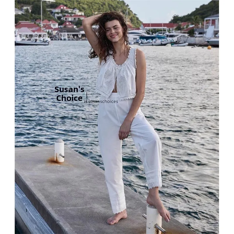 Susan High Waist Straight Leg Cotton Pants Women's Casual Pure Cotton Embroidered Lace Summer Faion High Waist Pants
Susan High Waist Straight Leg Cotton Pants Women's Casual Pure Cotton Embroidered Lace Summer Faion High Waist Pants