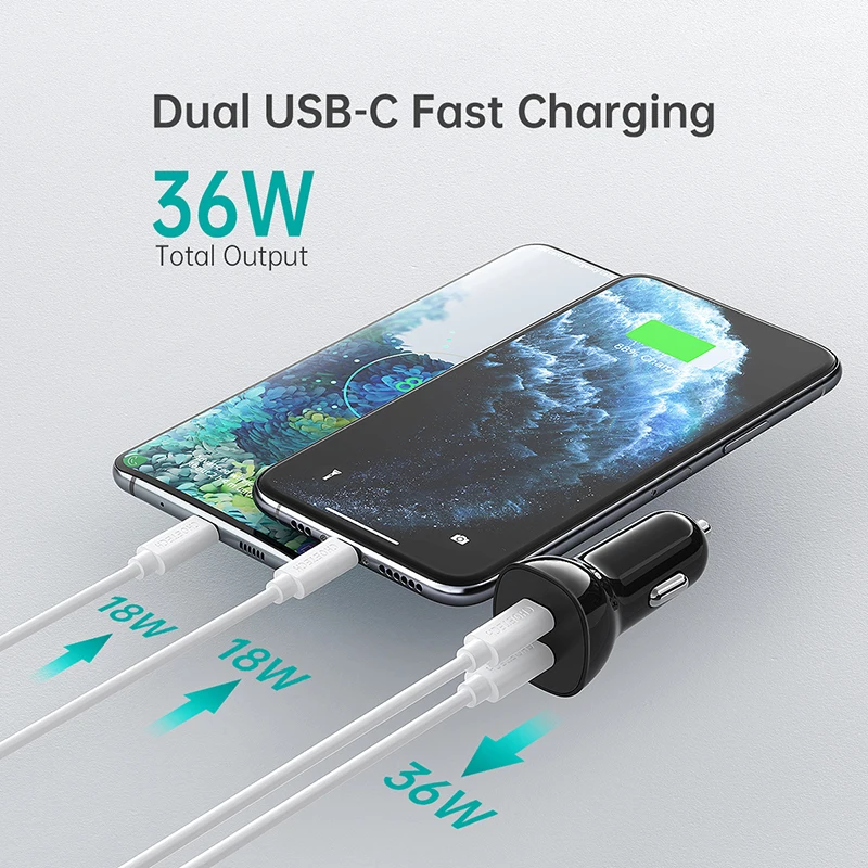 Dual Type-C port car fast charging cigarette lighter PD40W car charger PD3.0 fast charging head black
Dual Type-C port car fast charging cigarette lighter PD40W car charger PD3.0 fast charging head black