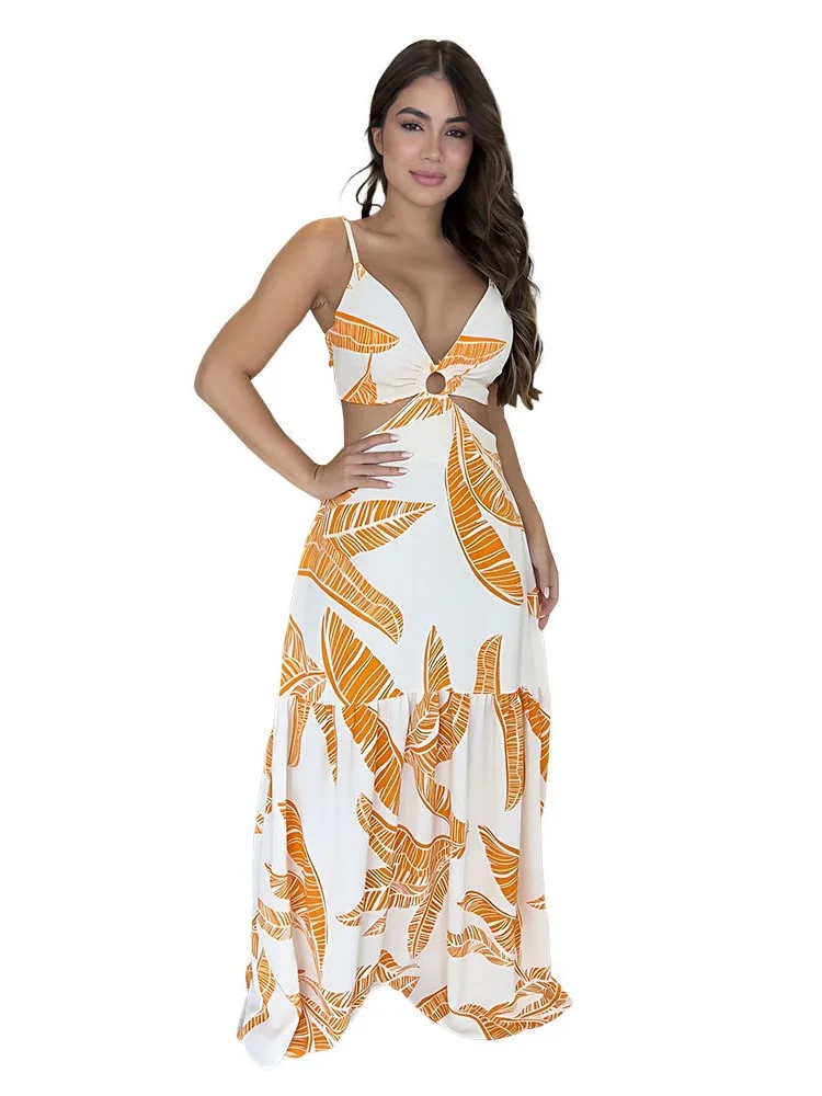 Sleeveless Long Maxi Dress High Waist Floral Flower Printed Hollow Out V Neck Floor Length Dresses Summer Vestidos Para Mujer
Sleeveless Long Maxi Dress High Waist Floral Flower Printed Hollow Out V Neck Floor Length Dresses Summer Vestidos Para Mujer