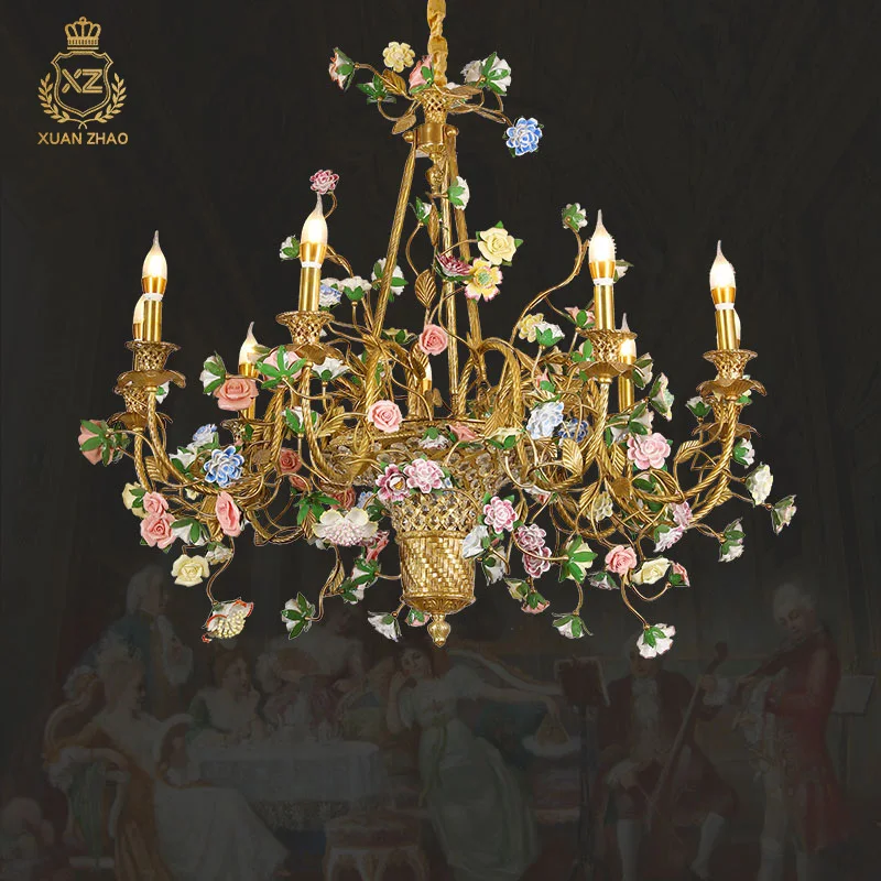 French Luxury Living Room Ceramic Flower Decoration Candle Holder Lighting Fixture Retro Exquisite Hall Hotel Chandelier
French Luxury Living Room Ceramic Flower Decoration Candle Holder Lighting Fixture Retro Exquisite Hall Hotel Chandelier