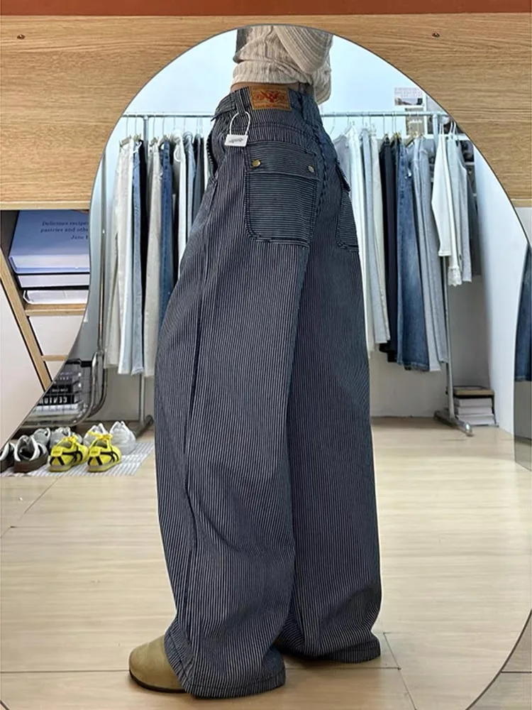 Slimming High Waist Wide Leg Pants Vertical Stripes Casual Thin Summer Workwear Jeans for Women Comfortable Breathable Denim
Slimming High Waist Wide Leg Pants Vertical Stripes Casual Thin Summer Workwear Jeans for Women Comfortable Breathable Denim