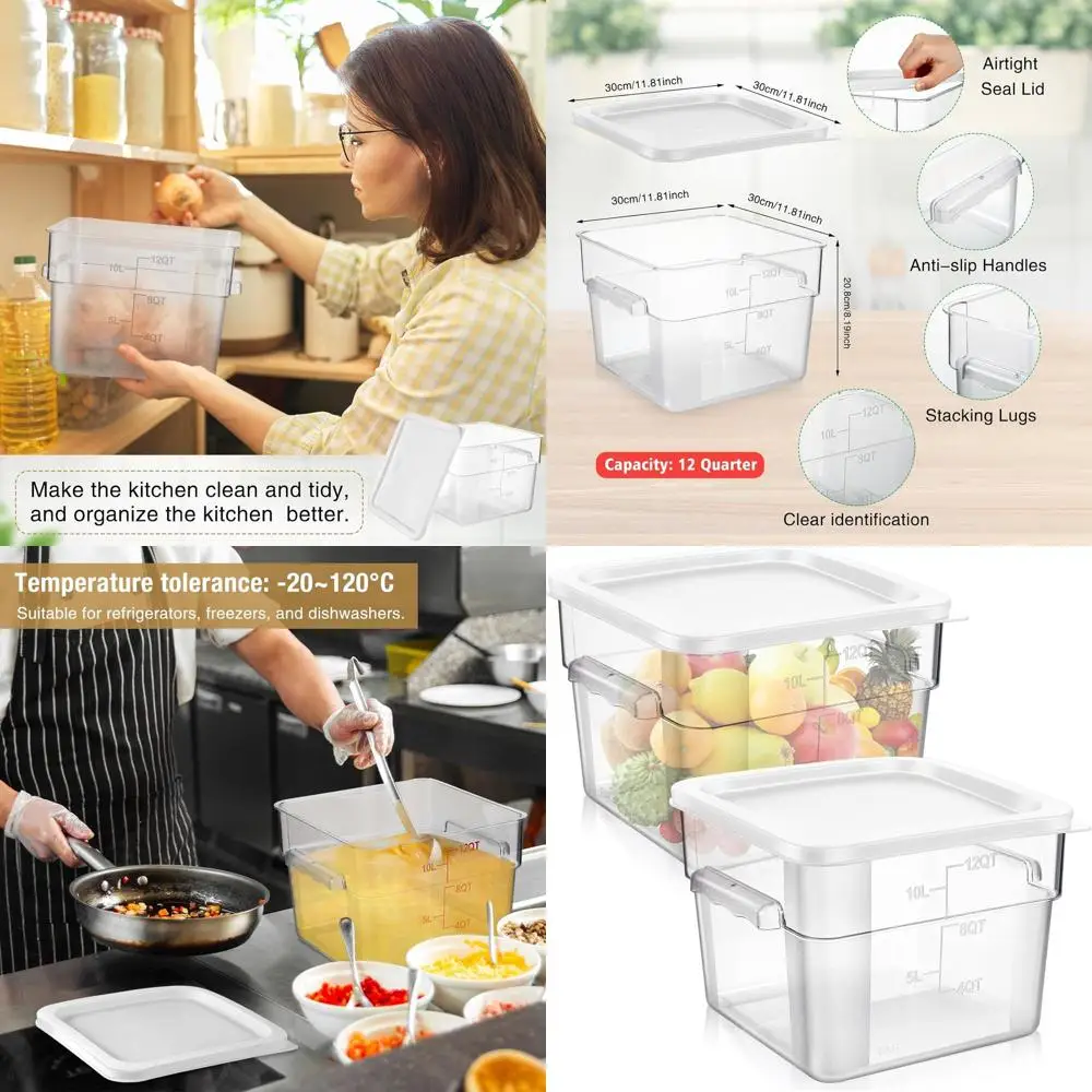 12 Qt Clear Polypropylene Square Food Storage Container with Lid and Graduations for Kitchen Use
12 Qt Clear Polypropylene Square Food Storage Container with Lid and Graduations for Kitchen Use