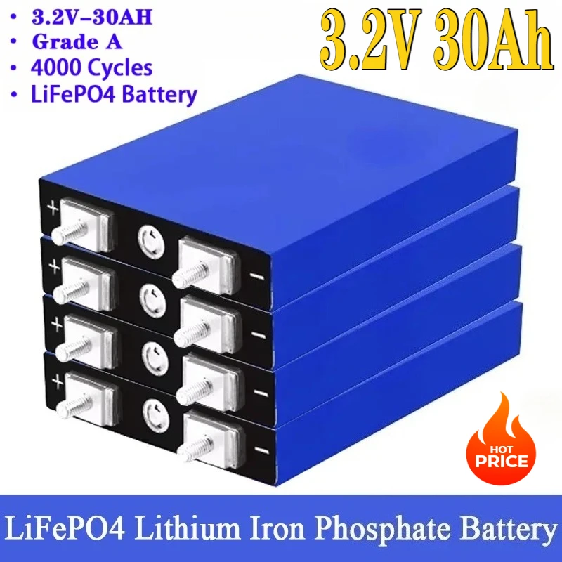 Class A 3.2V 30Ah LiFePO4 Battery Lithium Iron Phosphate Deep Cycle Suitable for DIY 12V 24V 36V 48V Solar UPS Power Supply
Class A 3.2V 30Ah LiFePO4 Battery Lithium Iron Phosphate Deep Cycle Suitable for DIY 12V 24V 36V 48V Solar UPS Power Supply