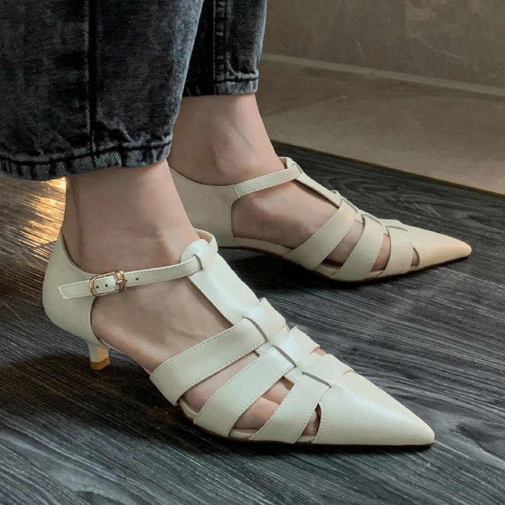 Women's sandals summer 2023 genuine leather narrow band braided t-strap pointed toe 4cm thin low heel pumps elegant ladies shoes
Women's sandals summer 2023 genuine leather narrow band braided t-strap pointed toe 4cm thin low heel pumps elegant ladies shoes