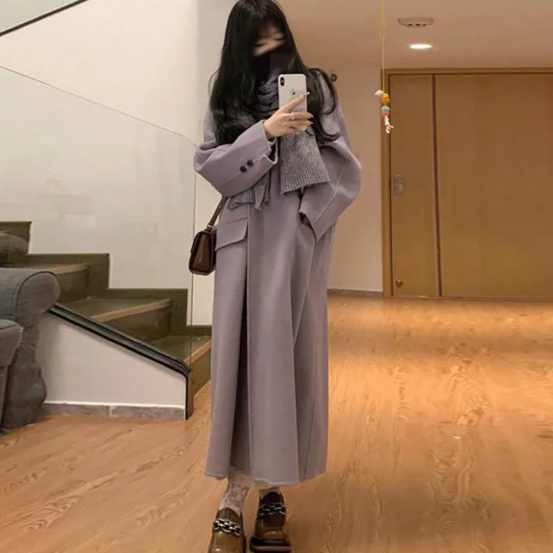 2023 Autumn Winter Fashion Women Coat Retro Turn-Down Collar Hepburn Style Fur Coat Office Lady Loose Thicken Warm Purple Coat
2023 Autumn Winter Fashion Women Coat Retro Turn-Down Collar Hepburn Style Fur Coat Office Lady Loose Thicken Warm Purple Coat