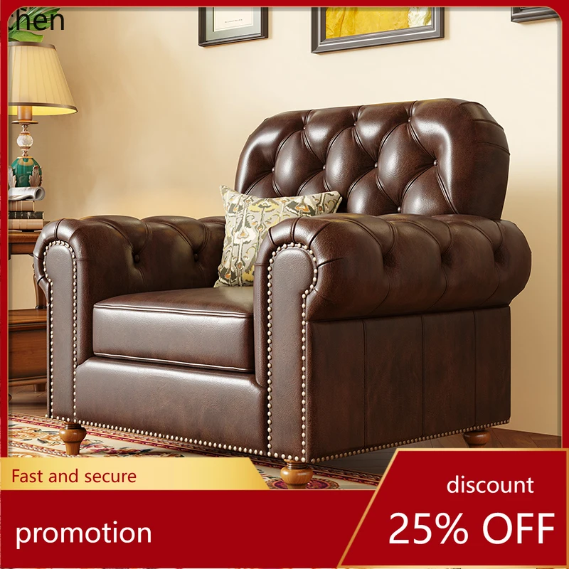 HT retro all-solid wood leather sofa top layer cowhide 123 combination country style living room furniture
HT retro all-solid wood leather sofa top layer cowhide 123 combination country style living room furniture