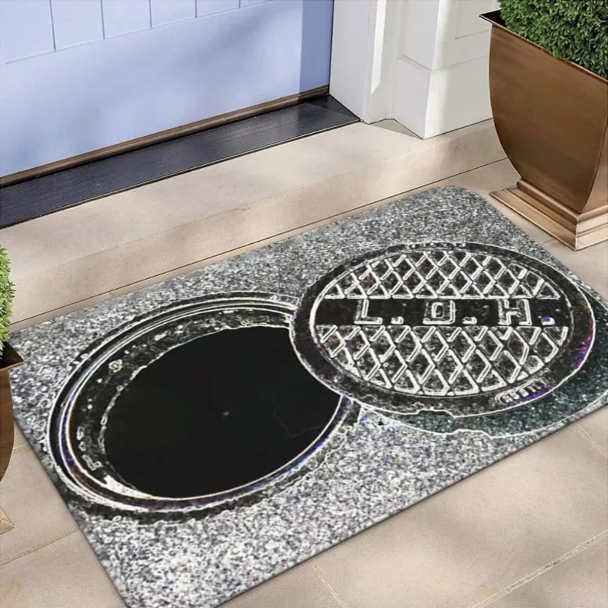 3D Illusion Manhole Cover Sewer Ladder Door Mat Realistic Non-slip Carpet Rug for Indoor Outdoor Entryway Home Decoration Home
3D Illusion Manhole Cover Sewer Ladder Door Mat Realistic Non-slip Carpet Rug for Indoor Outdoor Entryway Home Decoration Home