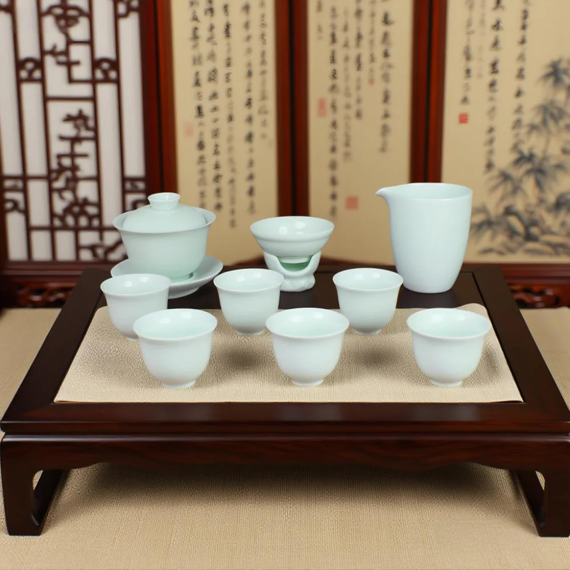 Luxury Ceramic Tea Set Chinese Porcelain Gaiwan Celadon Tea Cup With Custom Logo Gift Box For Tea Lovers
Luxury Ceramic Tea Set Chinese Porcelain Gaiwan Celadon Tea Cup With Custom Logo Gift Box For Tea Lovers