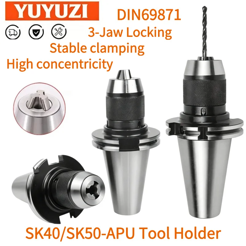DIN69871 SK40 SK50 JT40 JT50 APU Integrated Drill Chuck APU13 APU16 Self-Tightening Tool Holder 1-13MM 1-16MM Taper CNC Tools
DIN69871 SK40 SK50 JT40 JT50 APU Integrated Drill Chuck APU13 APU16 Self-Tightening Tool Holder 1-13MM 1-16MM Taper CNC Tools