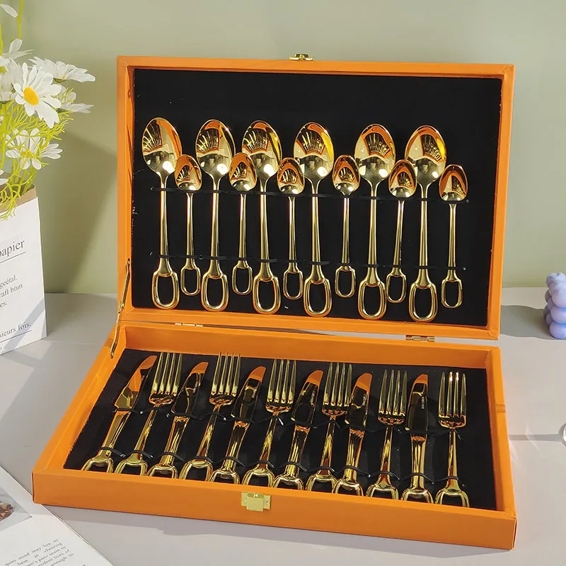 DSA simple ring stainless steel tableware set fork and spoon set light luxury home hotel steak gift box
DSA simple ring stainless steel tableware set fork and spoon set light luxury home hotel steak gift box