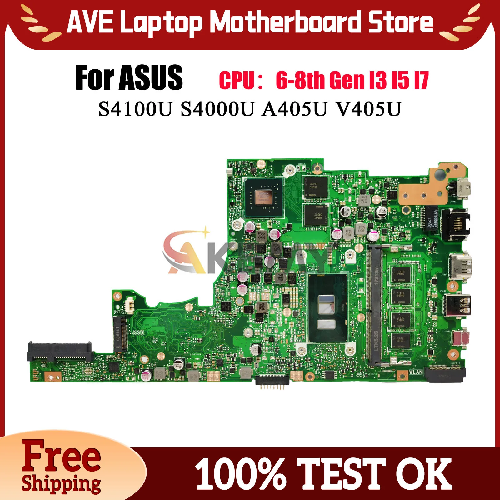 X405UQ Laptop Motherboard For ASUS X405UQ A405U S4100U X405URP S4000U V405U S405U X405UN X405UF X405U Mainboard W/ I3 I5 I7 CPU
X405UQ Laptop Motherboard For ASUS X405UQ A405U S4100U X405URP S4000U V405U S405U X405UN X405UF X405U Mainboard W/ I3 I5 I7 CPU