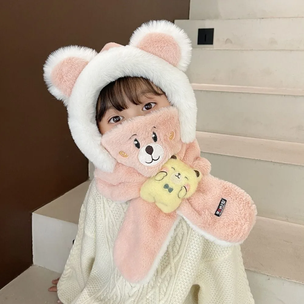 Warm Solid Color Bear Plush Hat Fashion Design Korean Style Children Fleece Hat Cartoon With Mask&Scarf Plush Hat with Scarf Boy
Warm Solid Color Bear Plush Hat Fashion Design Korean Style Children Fleece Hat Cartoon With Mask&Scarf Plush Hat with Scarf Boy