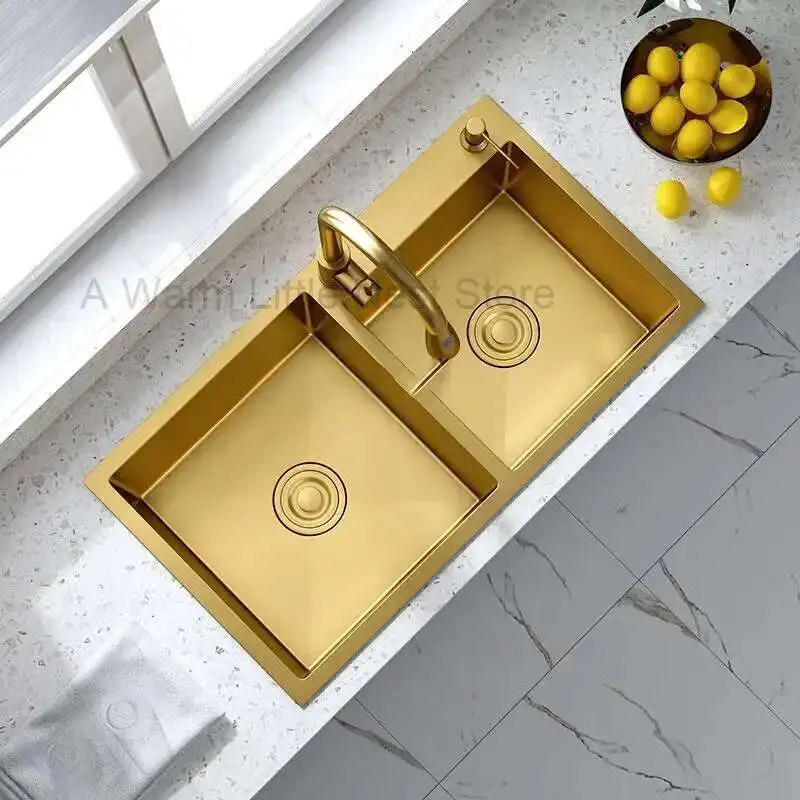 Light Luxury Kitchen Sinks Stainless Steel Home Kitchen Sink Creative Large Gold Nano Sink Handmade Double Kitchen Accessories
Light Luxury Kitchen Sinks Stainless Steel Home Kitchen Sink Creative Large Gold Nano Sink Handmade Double Kitchen Accessories