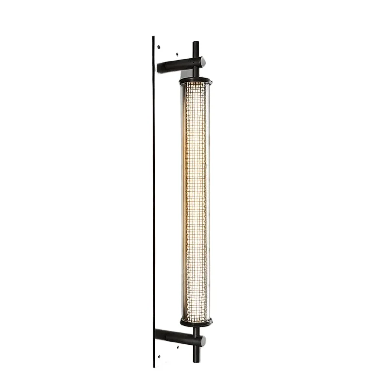 Matte black glass metal mesh living room hotel long corridor aisle background wall round tube wall lamp
Matte black glass metal mesh living room hotel long corridor aisle background wall round tube wall lamp