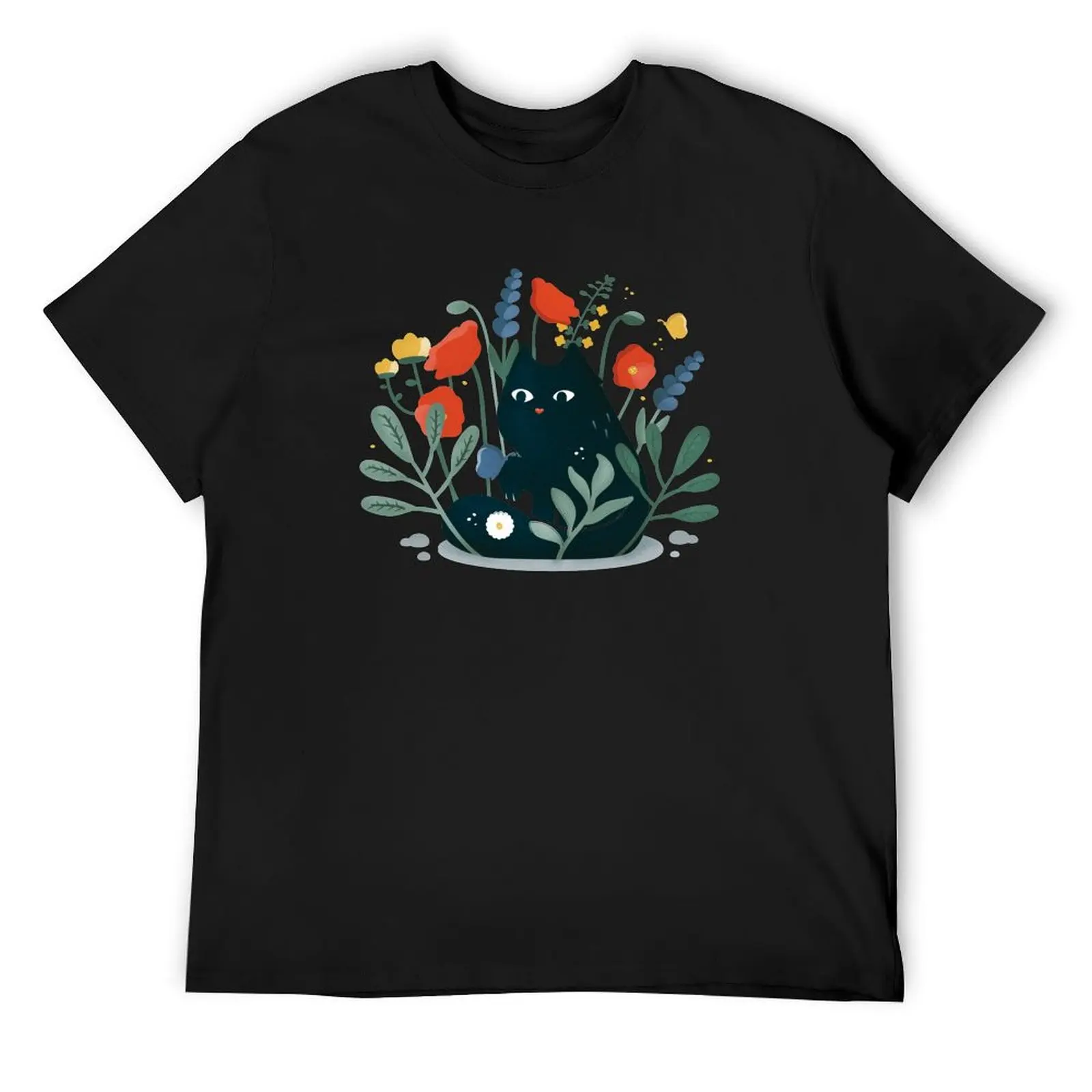 Black cat in the garden with flowers T-Shirt funny shirt cotton designer shirts anime shirt mens white t shirts
Black cat in the garden with flowers T-Shirt funny shirt cotton designer shirts anime shirt mens white t shirts