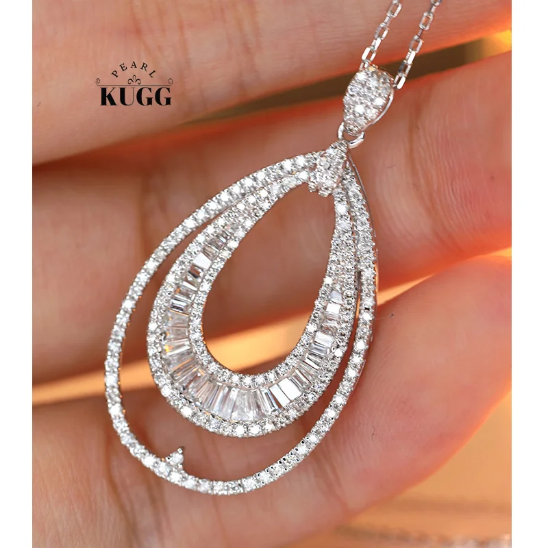 KUGG 100% 18K White Gold Necklace Elegant Water Drop Shape Real Natural Diamond Pendant Necklace for Women High Party Jewelry
KUGG 100% 18K White Gold Necklace Elegant Water Drop Shape Real Natural Diamond Pendant Necklace for Women High Party Jewelry