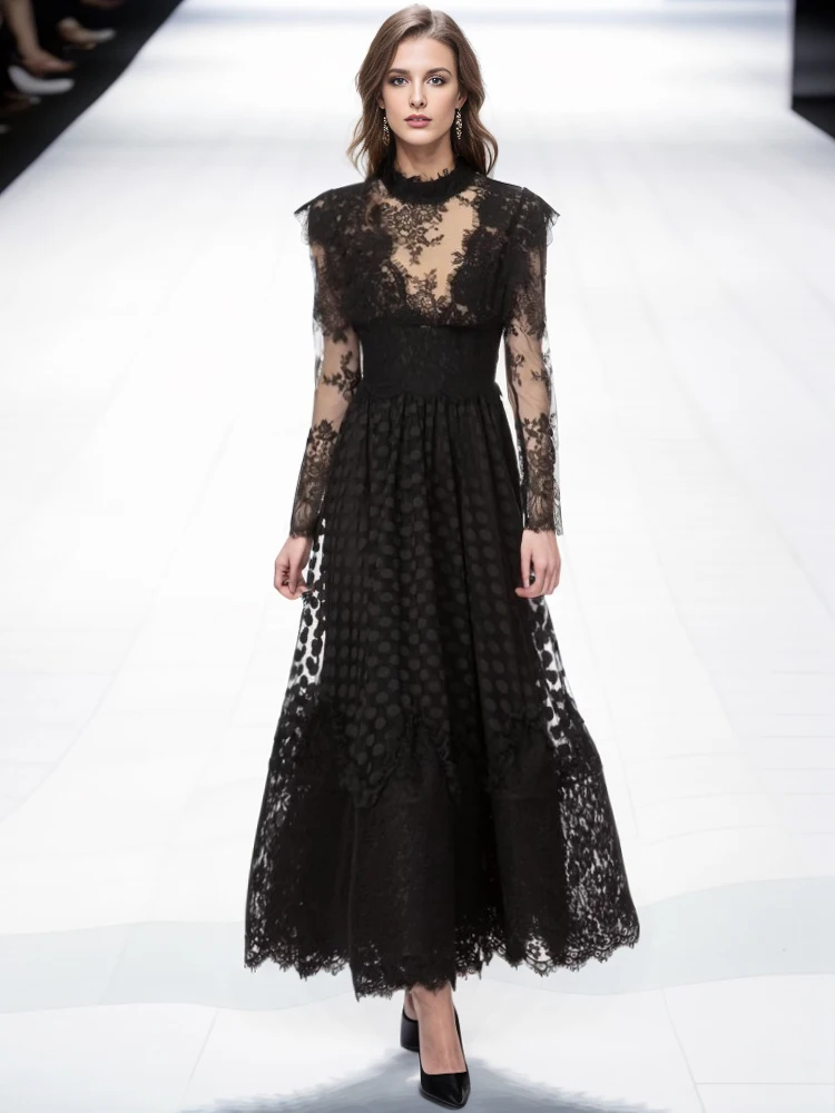 Designer Spring New Women Elegant Party Dress High Quality Sexy Black Lace Evening Dress Formal Occasion Fashion French Vintage
Designer Spring New Women Elegant Party Dress High Quality Sexy Black Lace Evening Dress Formal Occasion Fashion French Vintage
